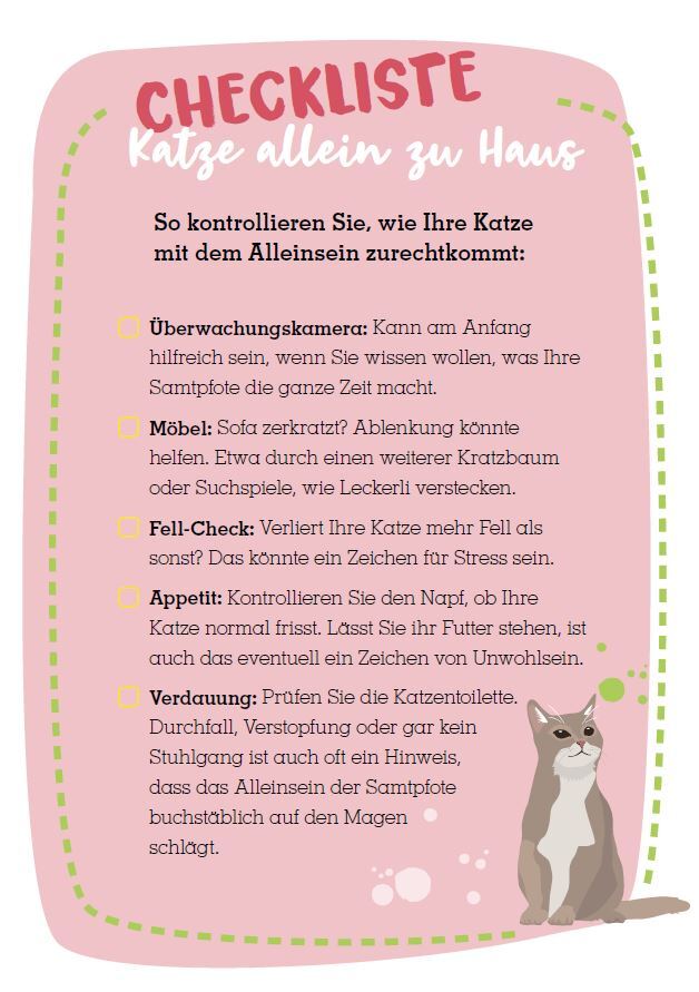 Infografik Checkliste Katze alleine lassen Infografik Checkliste Katze alleine lassen