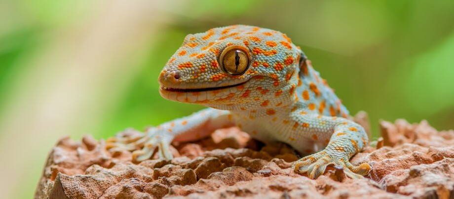 Nahaufnahme eines Panthergecko (Gecko gecko) Nahaufnahme eines Panthergecko (Gecko gecko)